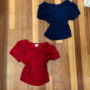 Elegant Red and Blue Women's Tops